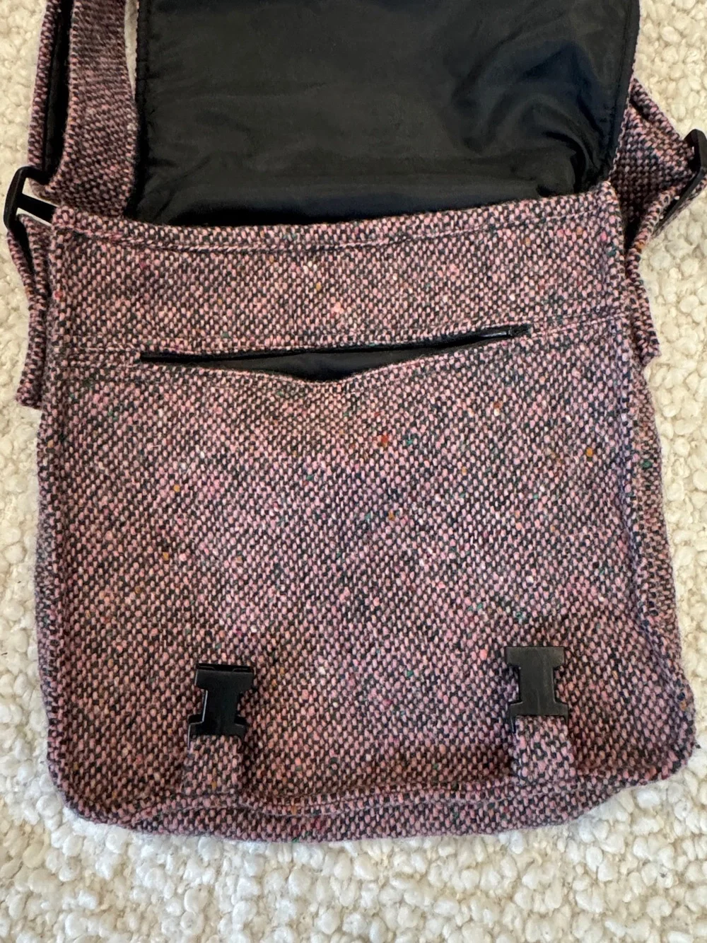 Jonathan Richard Ireland 100% Wool Tweed Messenger Crossbody Bag - Picture 7 of 8